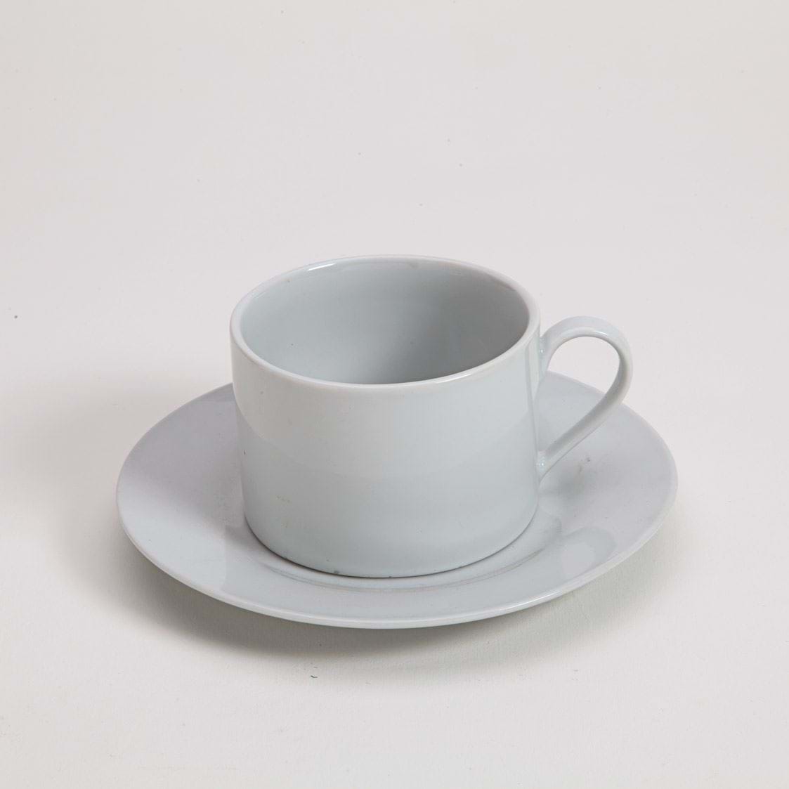 Pearl white can cup and saucer