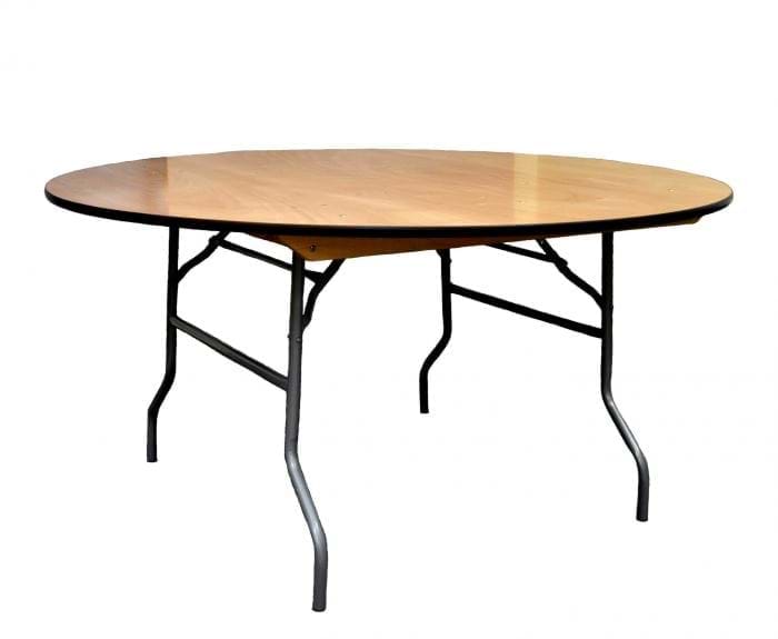 Round wood folding table 72 inch